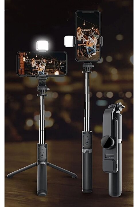 gaman S03 Led Işıklı Selfie Çubuğu Bluetooth Kumandalı Kablosuz Tripot Selfie Monopod Selfie Stick