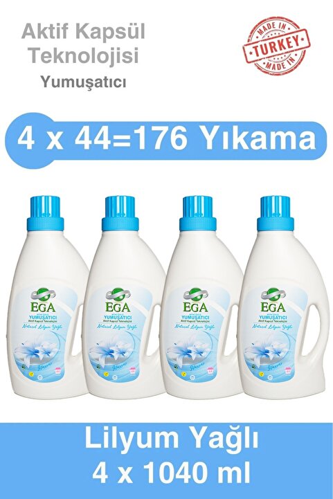 EGA Aktif Kapsül Teknolojili Lilyum Çamaşır Yumuşatıcısı 4 X 1040 ml