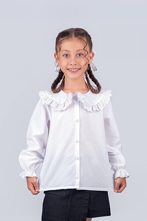 Trend Baby Kids Kız Çocuk Okul Gömleği Fisto Yakalı 5-8 Yaş