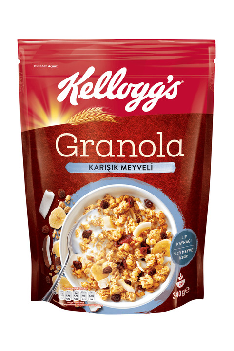Kellogg's Karışık Meyveli Granola 340 Gr,%45 Yulaf Içerir,lif Kaynağı,%20 Kurutulmuş Meyve