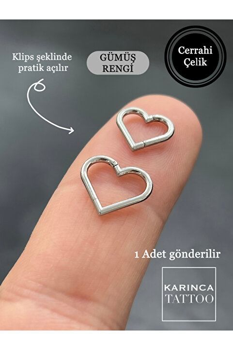 Karınca Piercing Premium Kalite Klipsli Kalp Piercing Tragus Forward Helix Kulak Dudak Septum Burun Daith Rook Snug