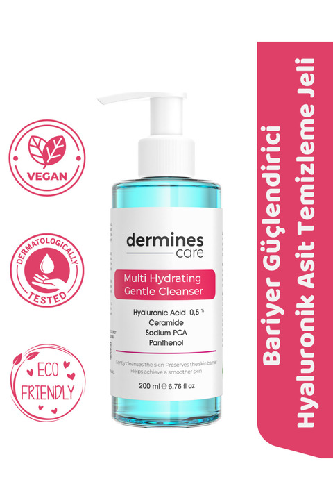 Dermines Kuru ve Karma Ciltlere Özel Bariyer Güçlendirici ve Nemlendirici Hyaluronic Acid Yüz Yıkama Jeli