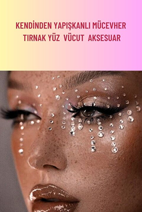 Pera İstanbul Kendinden Yapışkanlı 3 Mm Sticker 100 Adet Işıltılı Yüz Ve Vücut Taş Vintage Kristal Taşlar Çıkartma