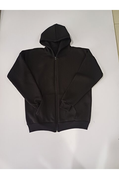 Genel Markalar 2ıplik Oversize Kalın Kışlık Kumaş Unisex Fermuarlı Kapşonlu Ceket