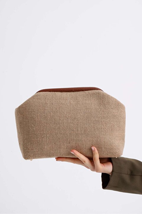 HEYBE'S Heybes Kadın Kahve Biyeli Jüt Hasır Clutch El Çantası