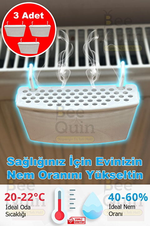 HASBY 3'lü Üç Adet Petek Suluğu Kalorifer Suluk Nemlendirici Oda İçi Nem Hava İçin Nemlendirme