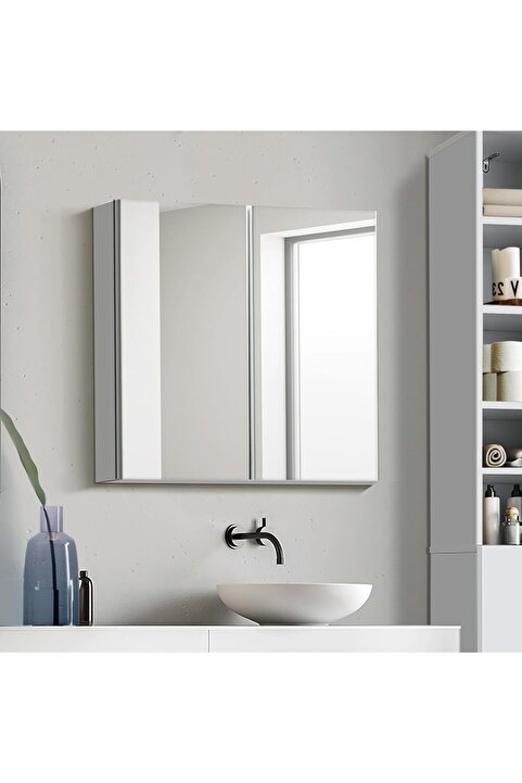 ARS GRUP MOBİLYA Home Lavabo 60x60x15 Dolabı Aynalı Lavabo Dolabı