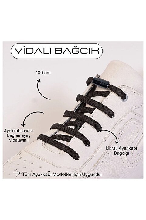 AiryFooT Elastik Vidalı Bağcık Spor Ayakkabı Bağcığı Pratik Bağcık ( 100 cm ) 1 Çift