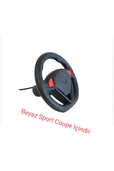 Dolu Akülü 12 Voltluk Akülü Beyaz Sport Coupe Araba Sadece Direksiyonu (KABLOLU) Çap 18.2 Cm Açıklamayı