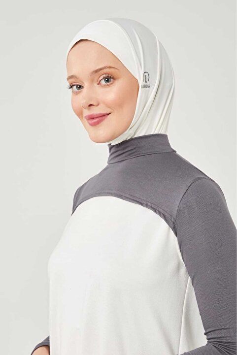 Melodi Scarf Kadın Tesettür Balıkçı Dik Yaka Boyunluklu Kolluk Koyu Gri