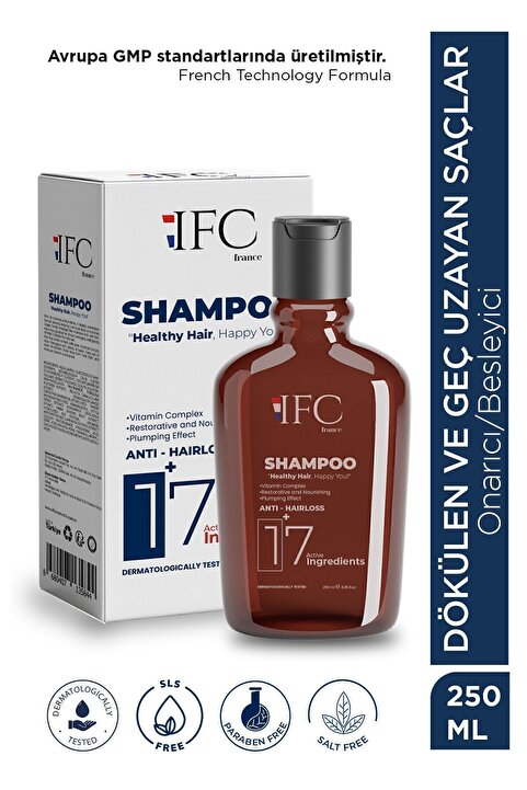 Ifc Saç Dökülmesine Karşı Şampuan 250 ml – 17 Aktifli, Biberiye, Biotin, Keratin, Tuzsuz, Sülfatsız