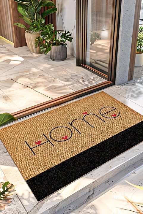 Decovetro Kapı Önü Halı Paspas Renkli Kalp Home Desenli 40 x 60 Cm