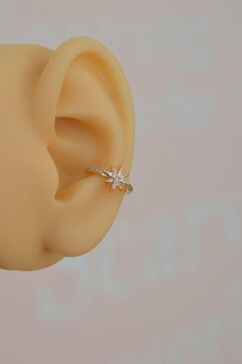 Sacce Scarves&Accessories Minimal Kuzey Yıldızlı Earcuff Sıkıştırmalı Kutup Yıldızlı Kıkırdak Küpesi