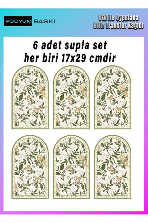 podyum baskı Ütü Ile Tekstil Baskısı 6lı Supla Baskısı Seti