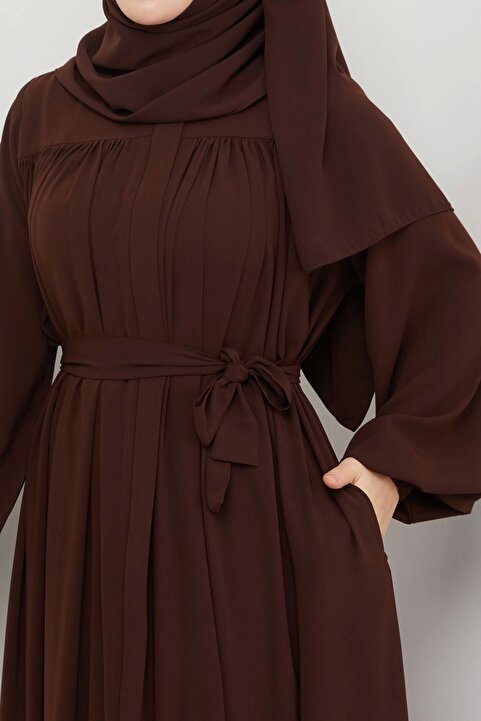 SERRA MODA islami tesettür ferace robalı büzgülü medine ipeği tam tesettür