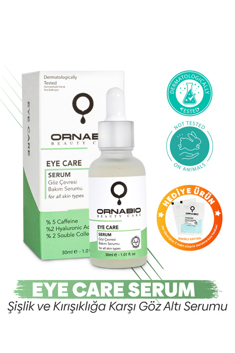ornabio organik natural biyolojik Göz Altı Bakım Serumu Şişlik Kırışıklık&Koyu Halkalara Karşı Aydınlatıcı(Cafeine-HyaluronicAcid)30ml