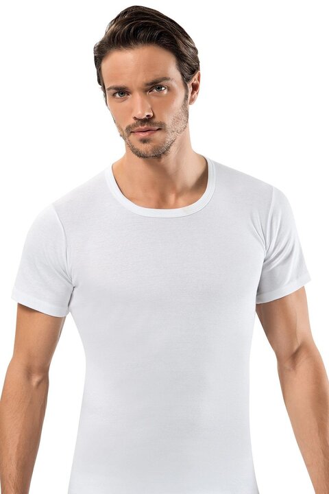 ERDEM İÇ GİYİM Erdem Beyaz Ribana 0 Yaka Tişört 1180