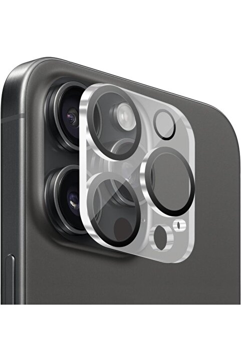 EVAX [Tam Lens] iPhone 15 Pro Max / 15 Pro Uyumlu Tek Parça Tam Kapatan Kamera Lens ve Yüzey Koruyucu