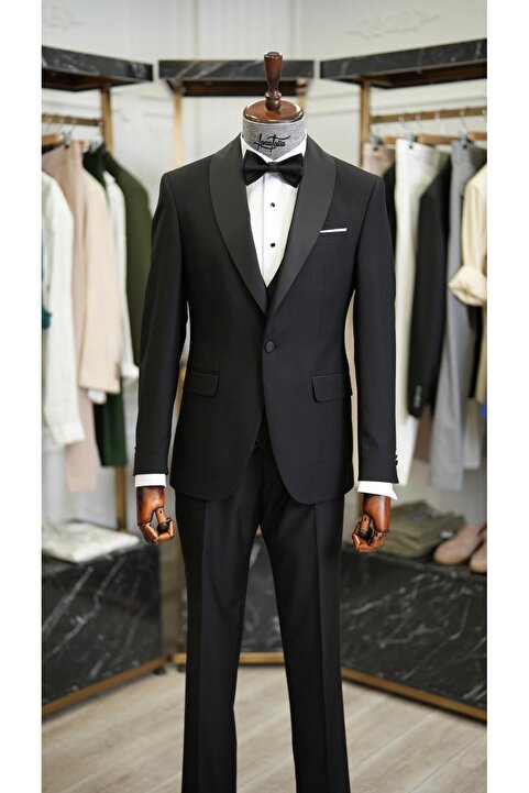 LONATOLİA İtalyan Stil Smokin Damatlık Ceket Yelek Pantolon Papyon