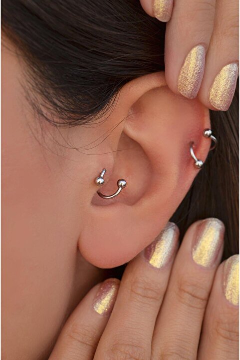 Sacce Scarves&Accessories Kıvrımlı Çelik Spiral Piercing 6 Mm Tragus Helix Kıkırdak Gümüş Renk