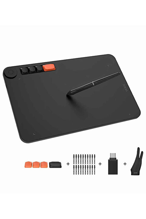 veikk VO1060 V2 10x6" 16384 Basınçlı 5 Kısayollu Sağ/Sol El Uyumlu 5080 LPI Grafik Tablet + Kalem