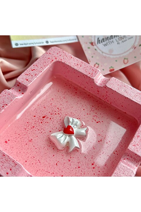 Handmade Dekoratif Fiyonk Detaylı Kare Küllük - Hediyelik Küllük