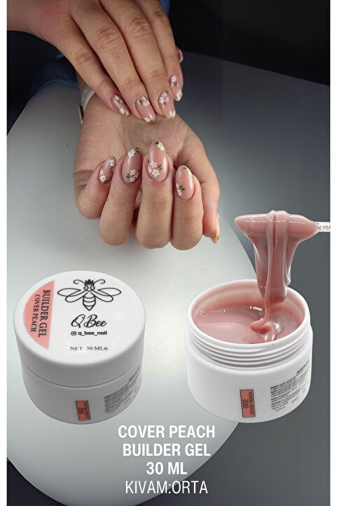 QBEE PROFESSIONAL 30ml Protez Tırnak Jeli Builder Gel Cover Peach TPO&HEMA FREE