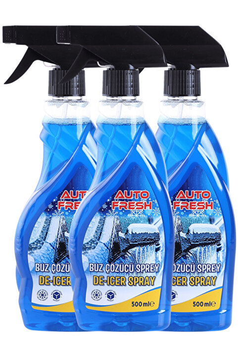 AutoFresh 3'LÜ ARAÇ BUZ ÇÖZÜCÜ SPREY ARABA CAM KAPORTA BUZLANMA ÖNLEYİCİ 500 ML X 3 ADET