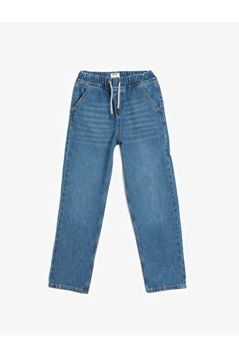 Koton Pamuklu Beli Bağcıklı Cep Detaylı Denim Pantolon