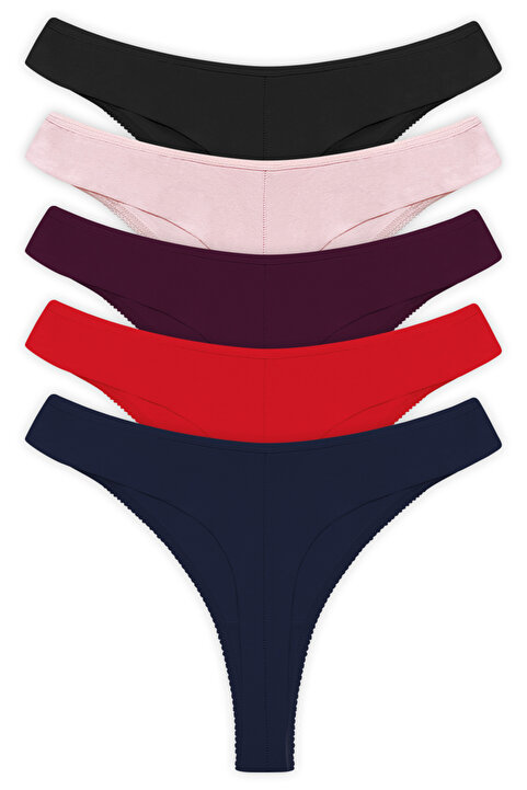 Cottonhill Basic Pamuklu Kadın Tanga 5'li Paket Külot