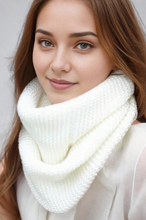 Moibody %100 Akrilik Premium Yumuşak Neck Warmer Ekru Boyunluk