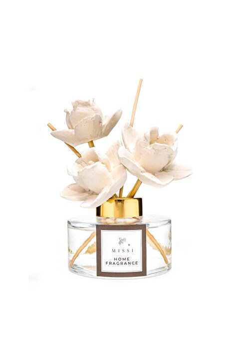 Missi 150 ml Seramik Gül Taşlı Bambu Çubuklu White Jasmine Oda Kokusu