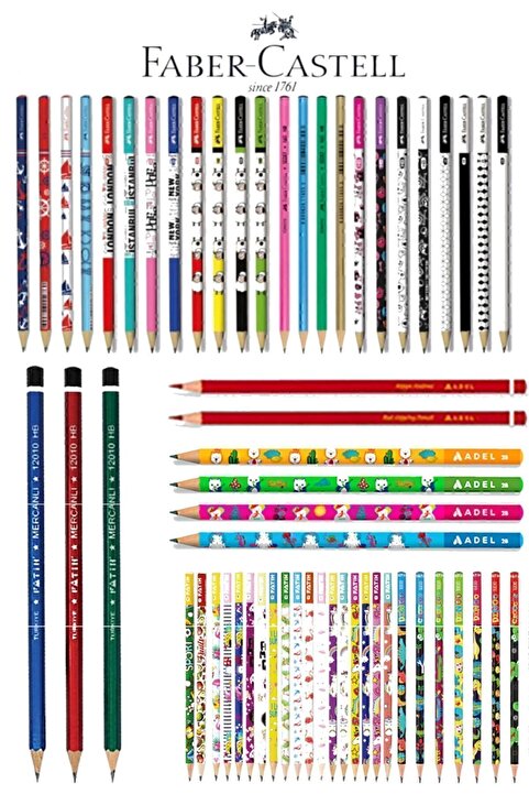 Faber Castell Kaliteli Karışık 12'li Kurşun Kalem Silka-Fatih-Adel-Faber-Hexacom (Karışık Marka )