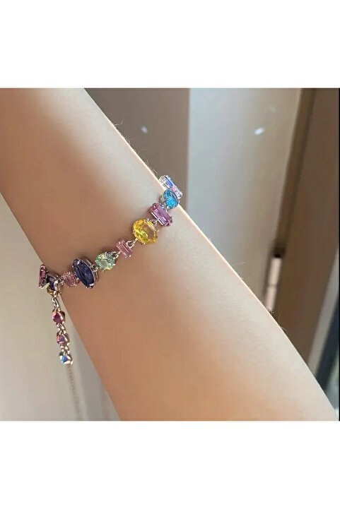 Zess store Almis Collection Renkli Zirkon Taşlı Gema Model Bileklik
