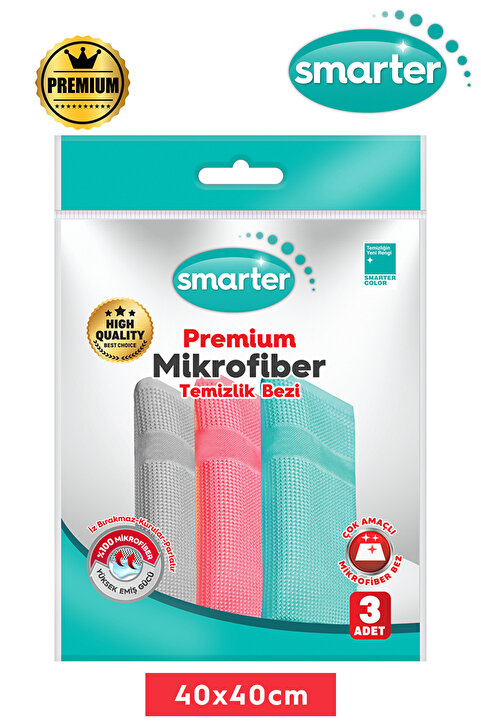 SMARTER Premium Mikrofiber Temizlik Bezi 3 Lü (40x40)