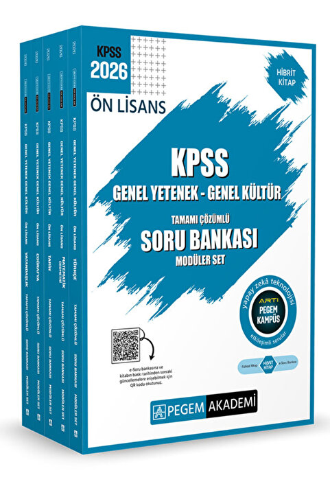 Pegem Akademi Yayıncılık 2026 KPSS Ön Lisans Soru Bankası Modüler Set Genel Yetenek Genel Kültür Tamamı Çözümlü (5 Kitap)