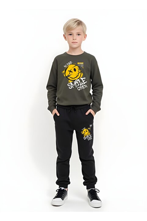 FYK KİDS Erkek Çocuk Yazı Baskılı Yuvarlak Yaka Alt-Üst Pijama Takımı