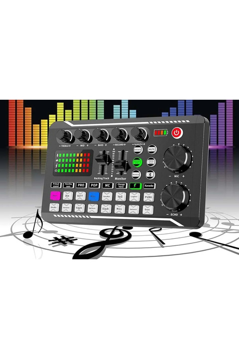 Kendineal F998 Bluetooth DJ Mikser - Şarjlı Stüdyo Ses Mikseri - Bluetooth ve Kondansatör Mikrofon Bağlantısı