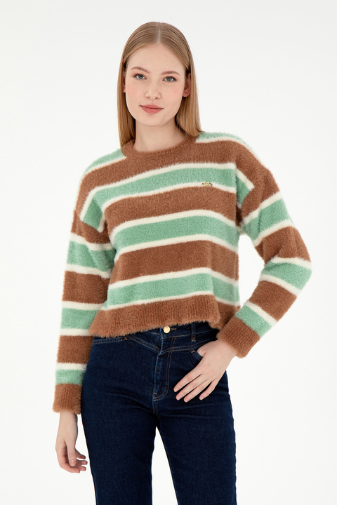 U.S. Polo Assn. Kadın Camel Bisiklet Yaka Kazak 50293145-VR015