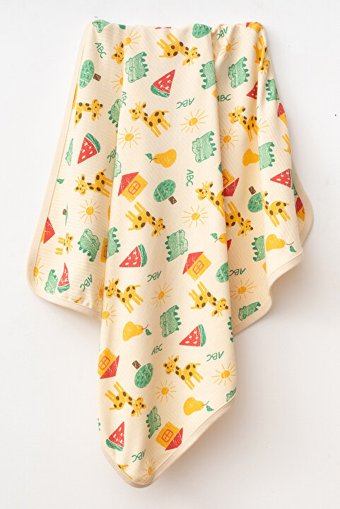 yukobaby bebeğiniz için en doğalı Minik Zürafa Naturel Pamuklu 80x90 Cm Tek Kat Bebek Battaniye Yk0337