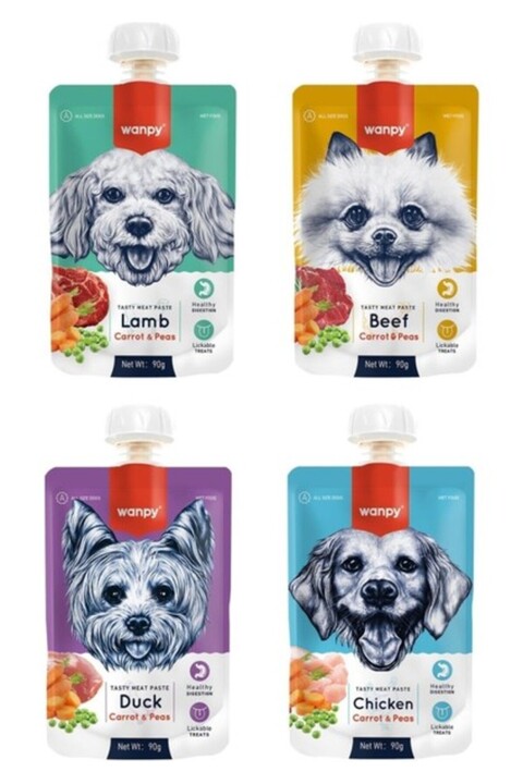 Wanpy 4 Çeşit Karma Taze Köpek Et Ezmesi 90 Gr. X 4 Adet