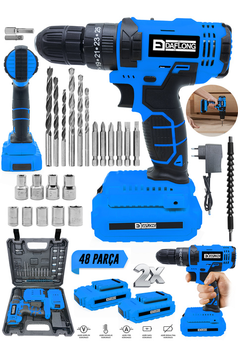 Daflong E-tech Çift Sanzıman Şarjlı Vidalama-mvı