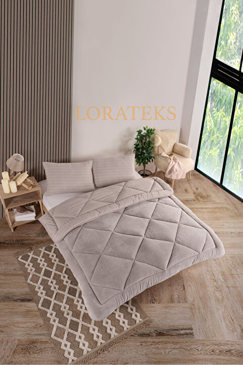 Lorateks Elisa Wellsoft Battal Boy Çift Taraflı Yastık Kılıflı Lüx Yorgan Seti | Yorgan | Uyku Seti | Çeyiz
