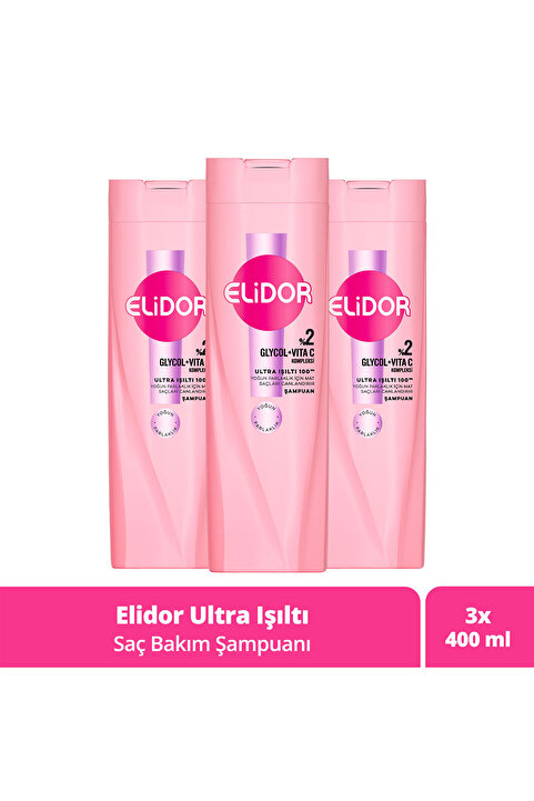 Elidor Saç Bakım Şampuanı Ultra Işıltı Yoğun Parlaklık 400 ml X3