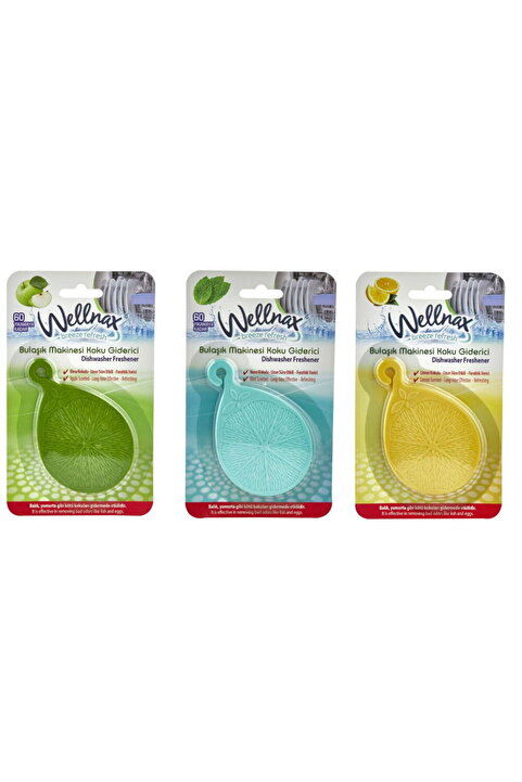 Wellnax breeze refresh Bulaşık Makinası Koku Giderici ( Elma, Nane, Limon ) Karışık Seri