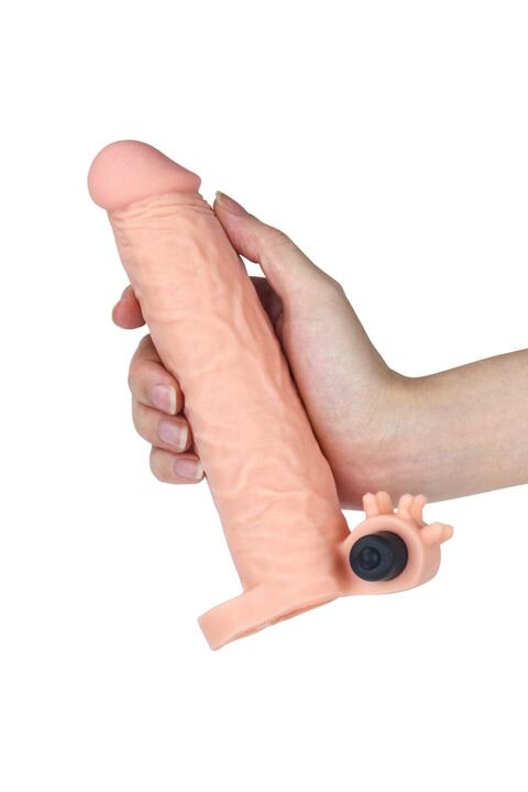 Platox Titreşimli Realistik Uzatmalı Penis Kılıfı Halka + Jel