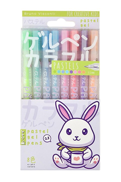 Bruno Visconti Jel Kalem Seti 0.5 8 Renk Pastel Kawaii Animals