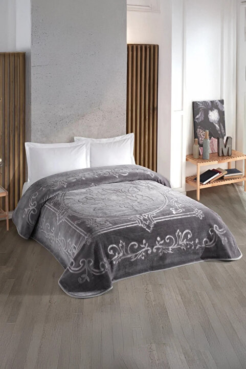 Taç Kristal Blankent Çift Kişilik Battaniye 220x240- Antrasit