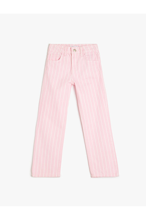 Koton Pamuklu Cepli Çizgili Denim Pantolon