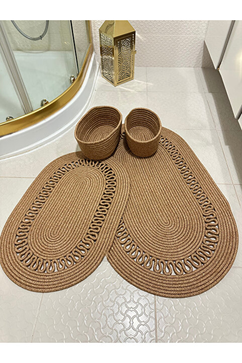Mıntors Home Jüt , Hasır ,banyo Paspas Takımı, Banyo Sepet Takımı, Klozet Takımı